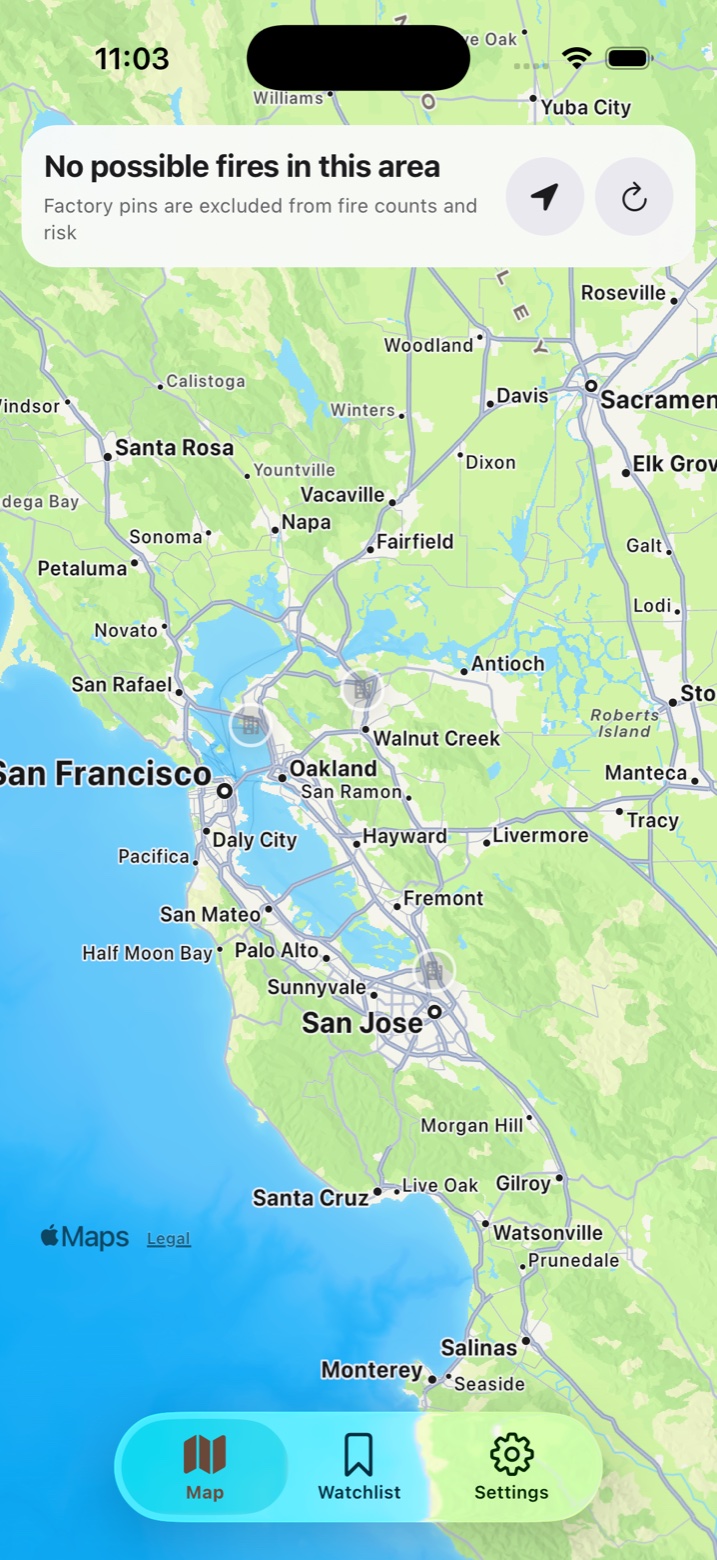 Emberline iOS app satellite event map